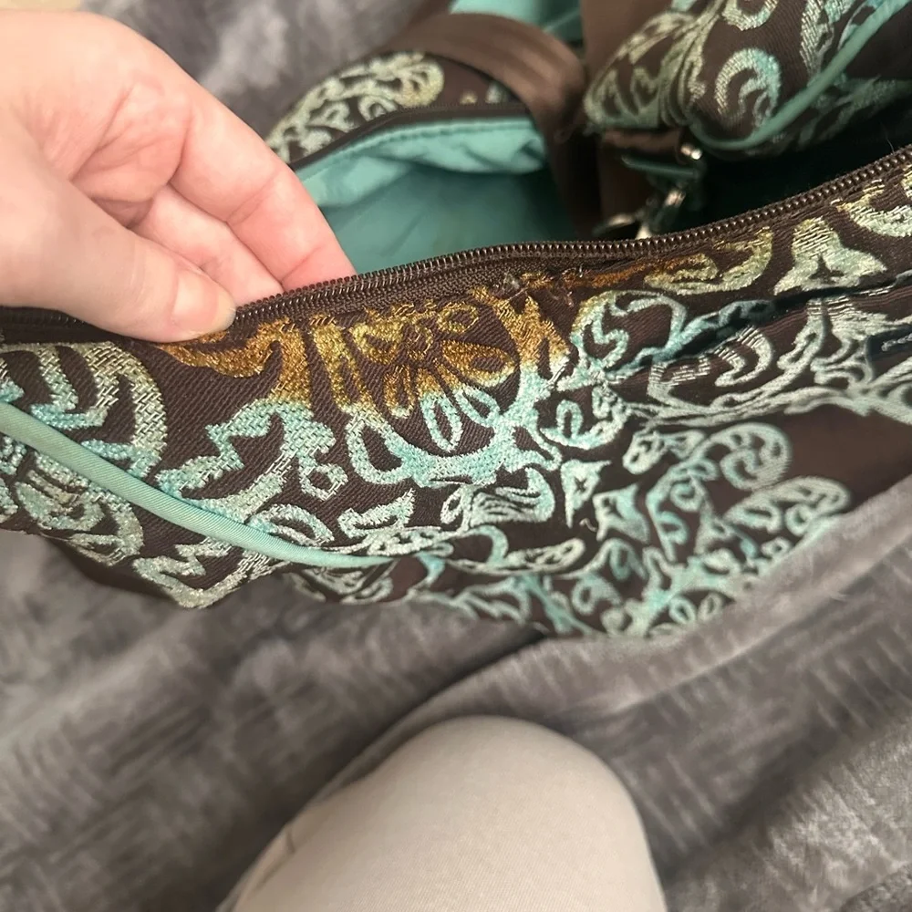Petunia Pickle Bottom Brown & Turquoise Hobo Diaper Bag